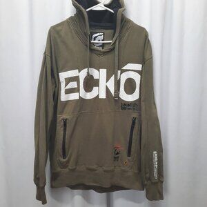 Ecko Unltd. Vintage Olive Green Graphic Hoodie - Large - 1972 Marc Ecko Edition